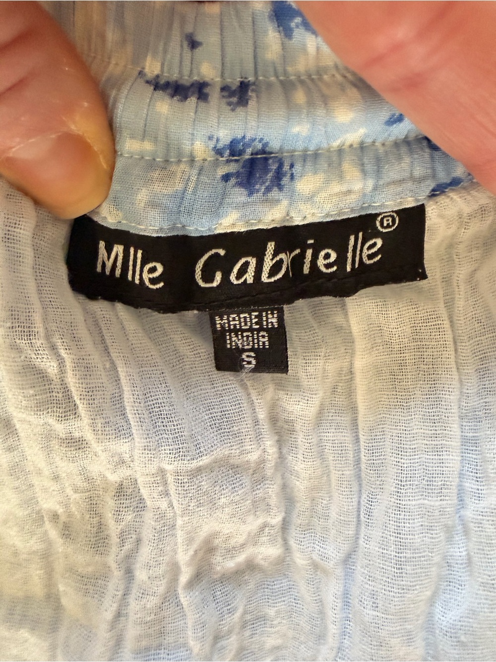 Mlle Gabrielle Blue White Boho Cotton Drawstring Maxi Skirt Small - Picture 8 of 11